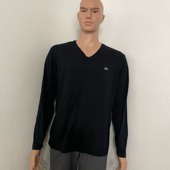 Men's Lacoste long Sleeve V Neck T Shirt Blue Navy Size 6 - Picture 5 of 14